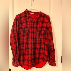 Ladies Maurices Black/Red Snap Down Flannel - Size Large